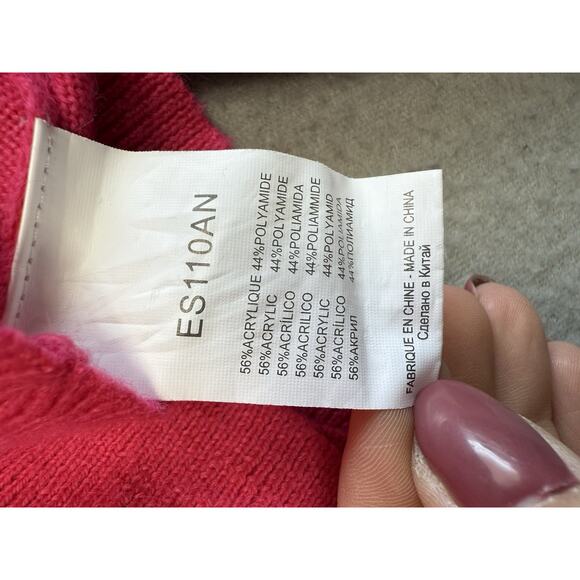 Molly Bracken Hot Pink Button Crop Long Sleeve Sweater Cardigan Medium - Picture 7 of 10